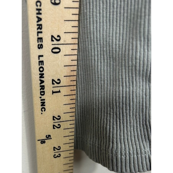 Y2K ZARA Pleated Puff Sleeve Ribbed Crop Top Womens M Sage Milkmaid Dainty Fairy - Picture 7 of 9